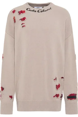 Carlo Colucci Strik, Herre, , L, Tidløs Oversize Pullover med Strikmønster