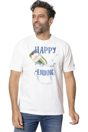 MC2 SAINT BARTH Top, Herre, Hvid, L, Bomuld, Happy Ending T-shirt
