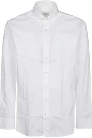 Etro Skjorte, Herre, Hvid, 2XL, Bomuld, Logo Button Down Skjorte