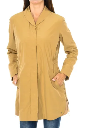 Emporio Armani Jakke, Dame, Brun, M, Polyester, Brun Jakke med Krave, Knapper og Lynlås