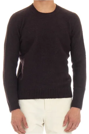 DRUMOHR Strik, Herre, Brun, M, Uld, Brun Uld Rundhals Sweater Blød Berøring