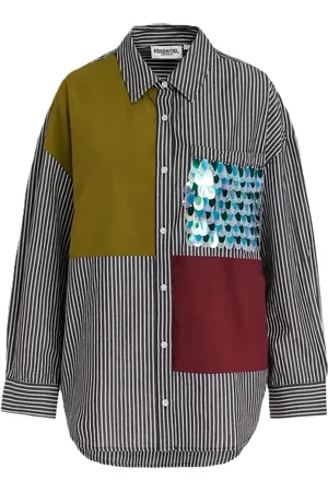 Essentiel Antwerp Bluser & Skjorter, Dame, Flerfarvet, XS, Bomuld, Glam Patchwork Bluse