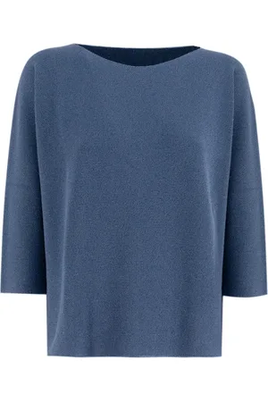 LE TRICOT PERUGIA Strik, Dame, Blå, XS, Lurex Boat-Neck Jumper