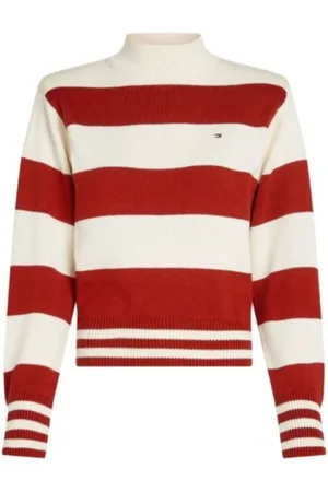 Tommy Hilfiger Strik, Dame, Flerfarvet, XS, Tyl, Rugby Style Mock-Neck Sweater