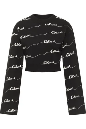 Carlo Colucci Strik, Dame, Sort, L, Uld, Kort Cropped Sweater