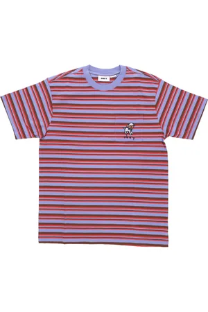 Obey Top, Herre, Flerfarvet, XL, Bomuld, Stribet Lomme T-shirt Digital Violet Herre T-shirt