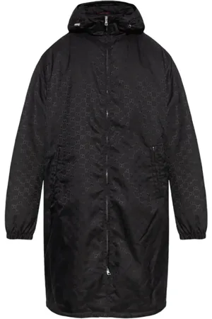 Gucci Frakke, Herre, Sort, XL, Monogram Jacquard Parka med Mat Finish