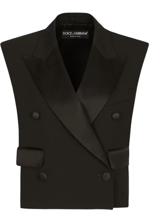 Dolce & Gabbana Jakke, Dame, Sort, XS, Uld, Sort Ærmeløs Dobbeltbrystet Uldjakke