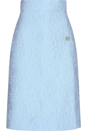 Dolce & Gabbana Nederdel, Dame, Blå, XS, Uld, Stilfuld Nederdel med Unikt Design