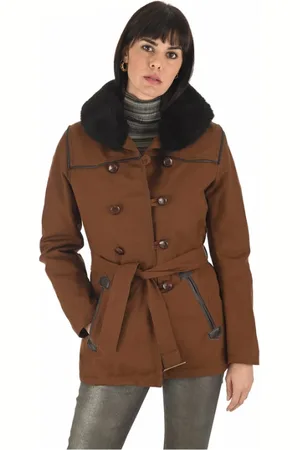 La Canadienne Jakke, Dame, Brun, XS, Bomuld, Canadisk Brun Militærstil Jakke