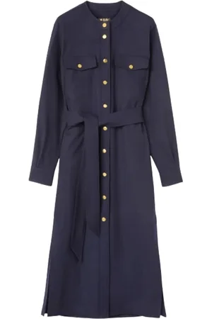 Loro Piana Kjole, Dame, Blå, XS, Uld, Blå uldkjole med rund hals