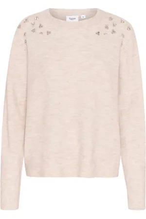 Saint Tropez Strik, Dame, , M, Uld, Elegant Strik Pullover Creme Melange