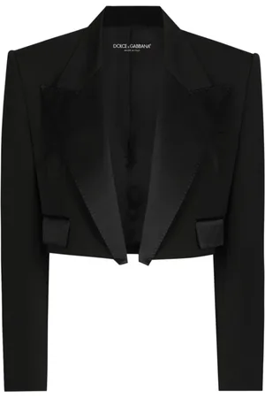 Dolce & Gabbana Jakke, Dame, Sort, S, Satin, Sort Satin Finish Åben Front Jakke