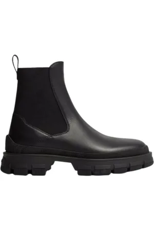 Moncler Sko, Dame, Sort, 40 1/2 EU, Læder, Chelsea Læderstøvler