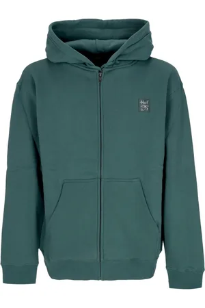 Huf Sweathshirts & Hoodies, Herre, Grøn, S, Uld, Fuld lynlås hættetrøje Pine langærmet