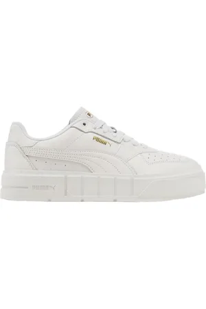 PUMA Sko, Dame, Hvid, 38 EU, Læder, Hvide sporty læder sneakers til kvinder