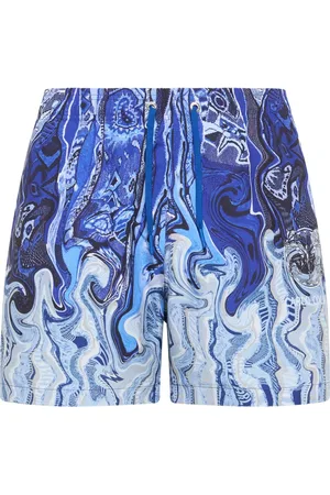 Carlo Colucci Badetøj, Herre, Blå, M, Kunstnerisk Strik Print Badeshorts