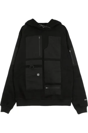 DOLLY NOIRE Sweathshirts & Hoodies, Herre, Sort, XL, Uld, Sort lomme hættetrøje til mænd