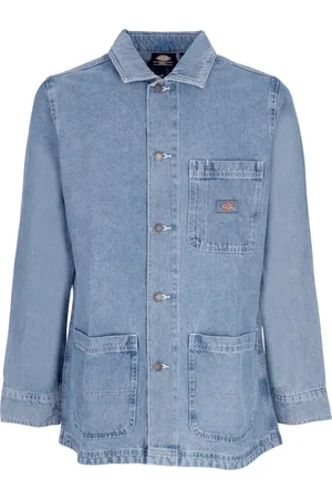 Dickies Jakke, Dame, Blå, XL, Denim, Denim Chore Coat med Krave og Knapper