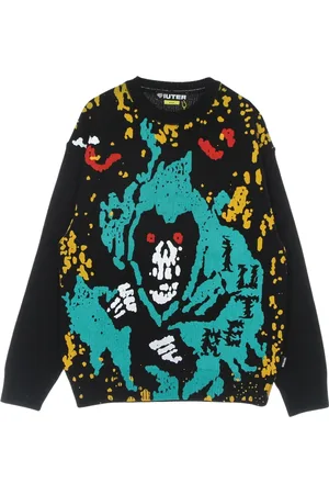 IUTER Strik, Herre, Sort, M, Bomuld, Sort Crewneck Sweater Tyk Garn