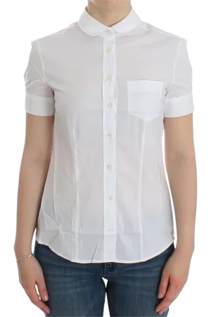 John Galliano Bluser & Skjorter, Dame, Hvid, S, Bomuld, Elegant hvid kortærmet bluse