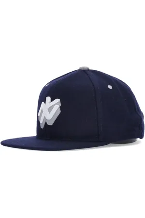 Huf Tilbehør, unisex, Blå, ONE SIZE, Uld, Navy Flad Skyggehue med Broderi