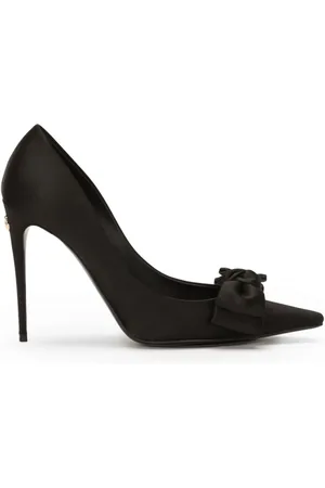 Dolce & Gabbana Sko, Dame, Sort, 40 EU, Satin, Sort Satin Stiletto Hæl med Bue