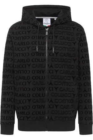 Carlo Colucci Sweathshirts & Hoodies, Herre, Sort, L, Uld, Stilfuld hættetrøje jakke