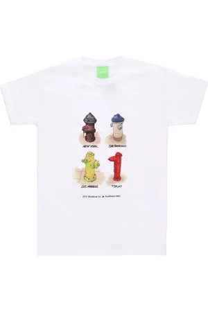 Huf Top, Herre, Hvid, L, Bomuld, By Print Hvid Tee Herre T-shirt