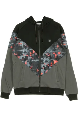 DOLLY NOIRE Sweathshirts & Hoodies, Herre, Flerfarvet, S, Sort Glitch Camo Lynlås Hættetrøje