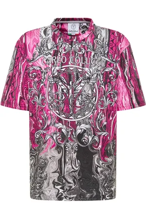 Carlo Colucci Top, Herre, Flerfarvet, L, Kunstnerisk Strik Print T-Shirt