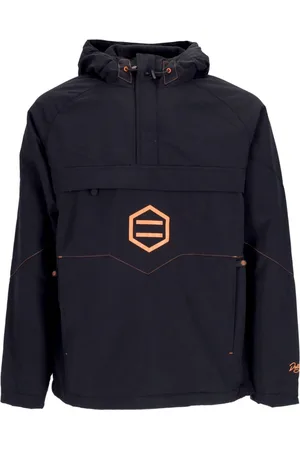 DOLLY NOIRE Jakke, Herre, Sort, M, Uld, Sort/Orange Anorakjakke med Fleeceforing