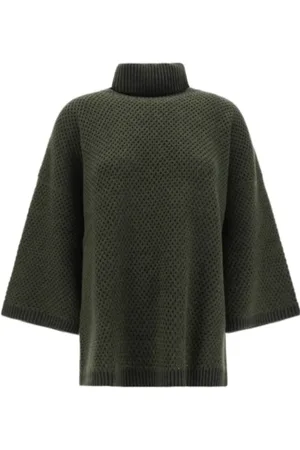 Fabiana Filippi Strik, Dame, Grøn, S, Uld, Khaki Cut-Out Sweater
