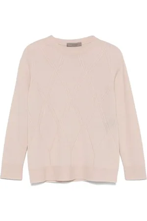 D.EXTERIOR Sweathshirts & Hoodies, Dame, Lyserød, M, Uld, Diamond Argyle Strik Trøje