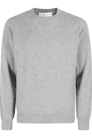 FILIPPO DE LAURENTIIS Strik, Herre, Grå, 2XL, Cashmere, Kashmir Hals Sweater