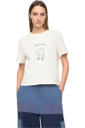 SEA Top, Dame, Hvid, M, Broderet Lamme T-shirt Harmony