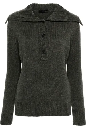 Fabiana Filippi Strik, Dame, Grå, M, Uld, Khaki Cardigan Sweater