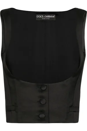 Dolce & Gabbana Top, Dame, Sort, XS, Satin, Sort Satin Finish Ærmeløs Sweater