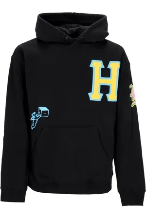 Huf Sweathshirts & Hoodies, Herre, Sort, XL, Bomuld, Sort hættetrøje med justerbar hætte og frontlomme