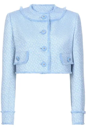 Dolce & Gabbana Jakke, Dame, Blå, XS, Tekstureret Knapjakke