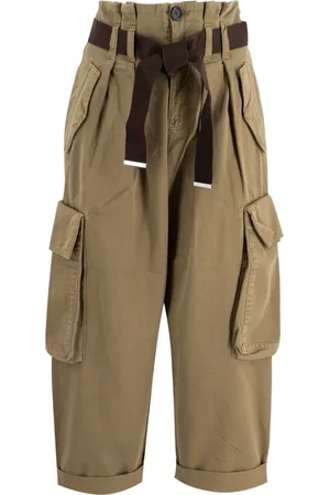 Pinko Bukser, Dame, Brun, S, Bomuld, Cargo Trend Højtaljede Bukser