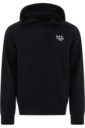 A.P.C. Sweathshirts & Hoodies, Dame, Sort, M, Uld, Sort Logo Print Hættetrøje