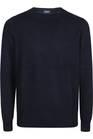 DRUMOHR Strik, Herre, Blå, M, Cashmere, Afslappet Strik Pullover Sweater