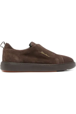 santoni Sko, Herre, Brun, 42 1/2 EU, Læder, Brun Ruskind Slip-On Sneakers