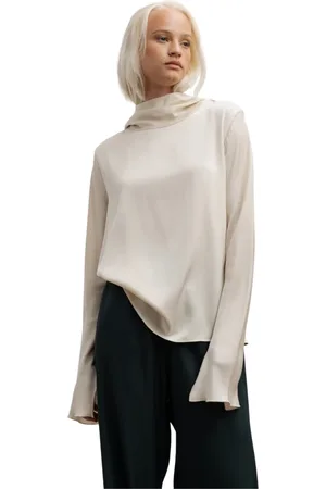 Ahlvar Gallery Bluser & Skjorter, Dame, , XL, Silkebluse med dobbeltlaget krave