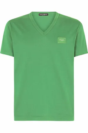 Dolce & Gabbana Top, Herre, Grøn, S, Bomuld, Afslappet Bomuld T-Shirt med Unikt Design