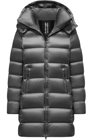 Bomboogie Jakke, Dame, Grå, 2XL, Nylon, Lys Nylon Dunjakke med Aftagelig Hætte
