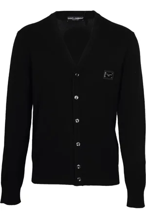 Dolce & Gabbana Strik, Herre, Sort, S, Uld, Herre Uld Kasjmir Cardigan - V-Hals Knaplukning
