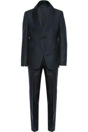VALENTINO GARAVANI Jakkesæt, Herre, Blå, XL, Læder, Elegant sort læder kostume kjole