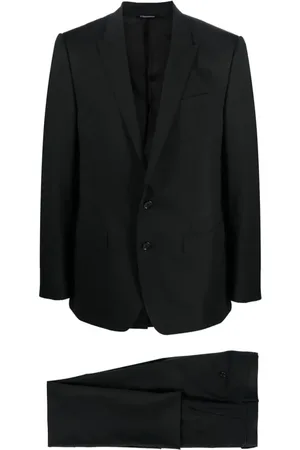 Dolce & Gabbana Jakkesæt, Herre, Sort, 3XL, Uld, Sort Peak Lapel Suit